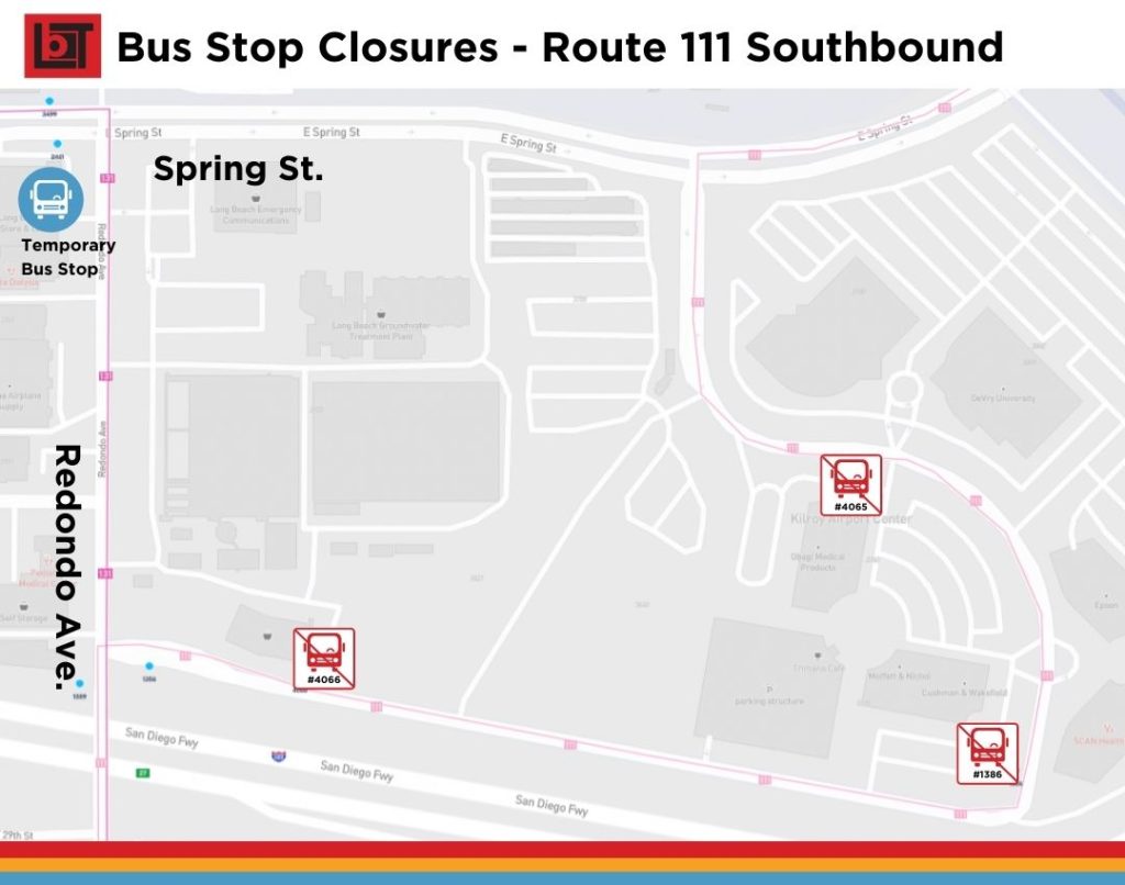 Graphic showing location of bus stop closures