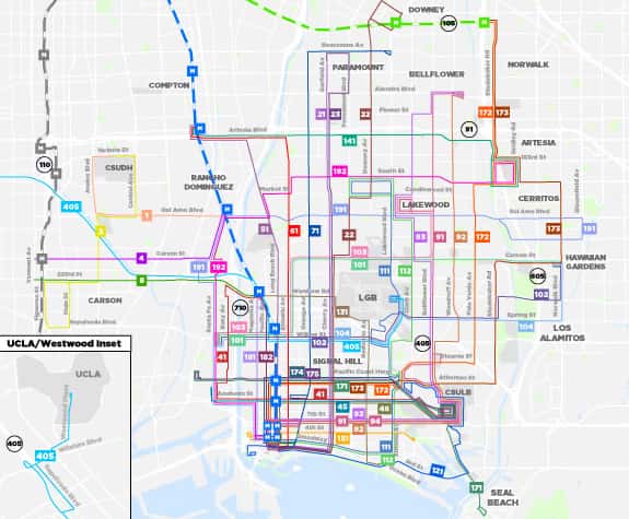 Long Beach Transit June 2022 Service Map