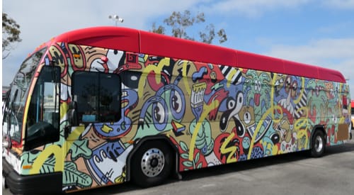 Bus with bright decoration wrapper
