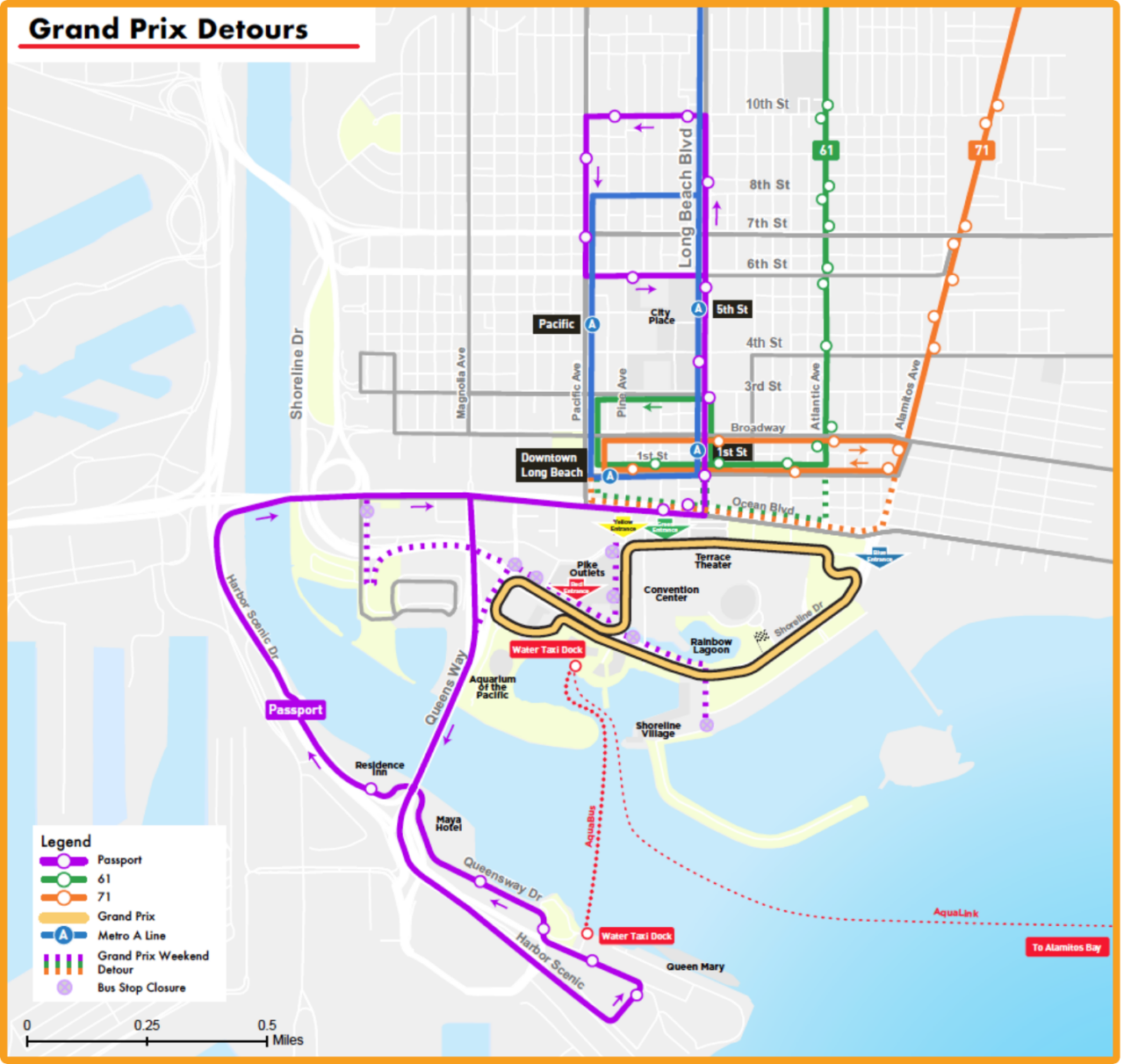 Detour AlertGrand Prix 2024 Long Beach Transit