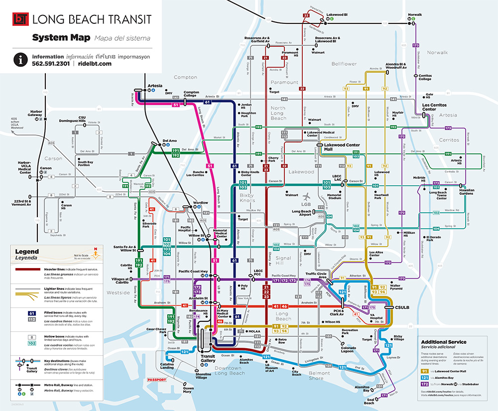 Long Beach Transit June 2022 Service Map